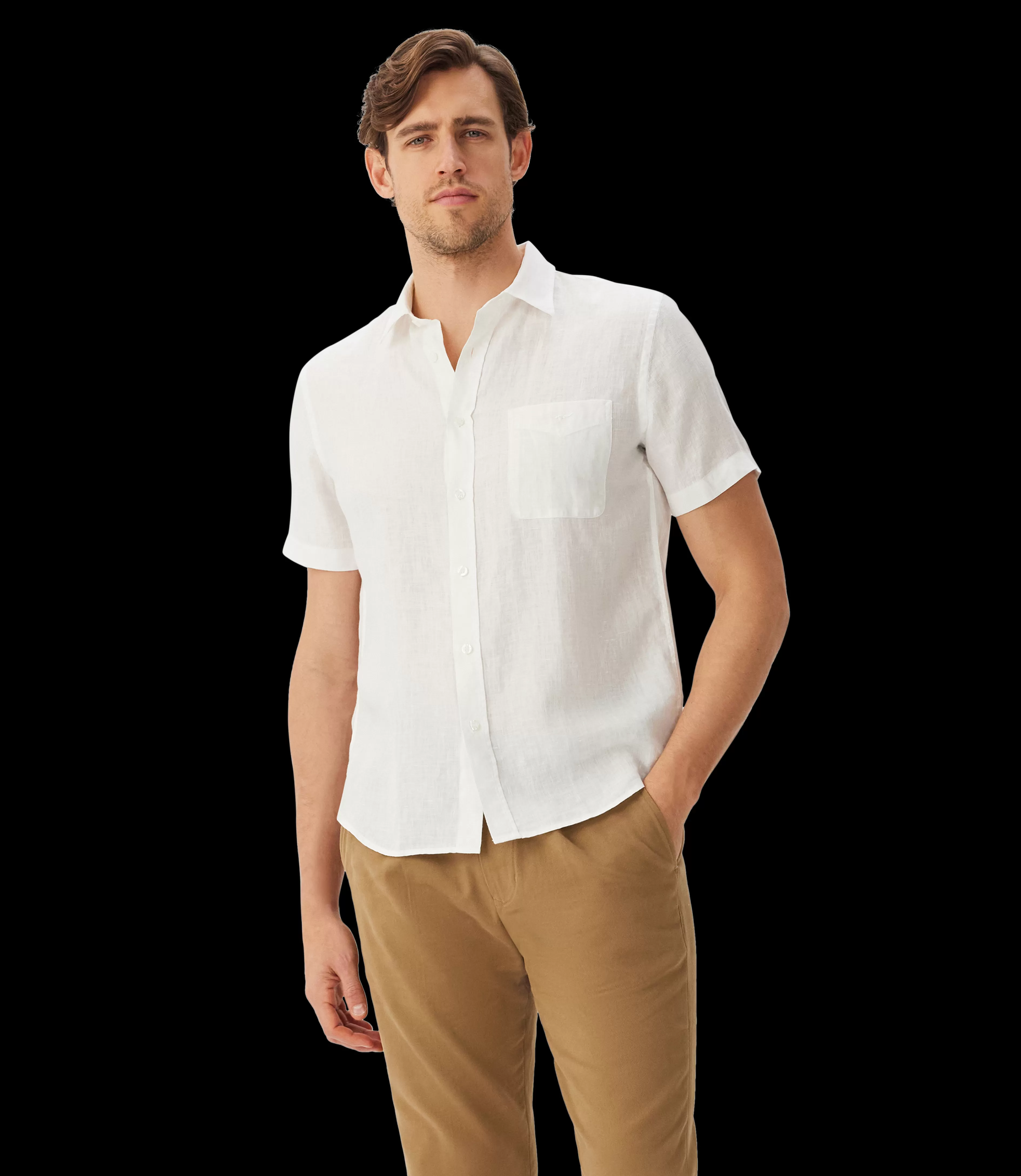 Outlet Regular linen short sleeve shirt Shirts